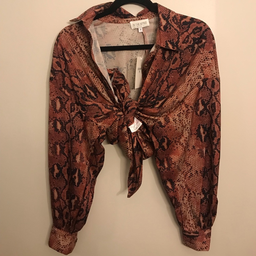 Button up snake skin top